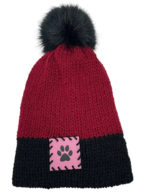 Burgundy and Black Winter Hat