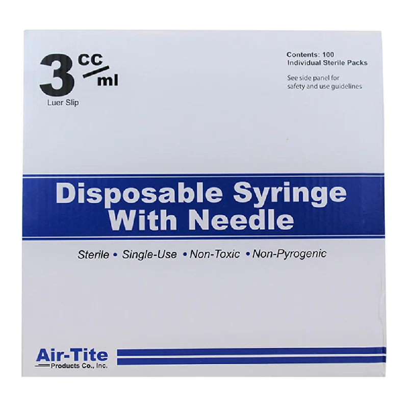 Air-Tite Luer Slip Syringes with Needles, 100 Count