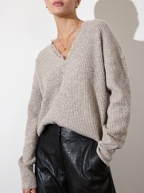 The Ava Lace V Neck Sweater