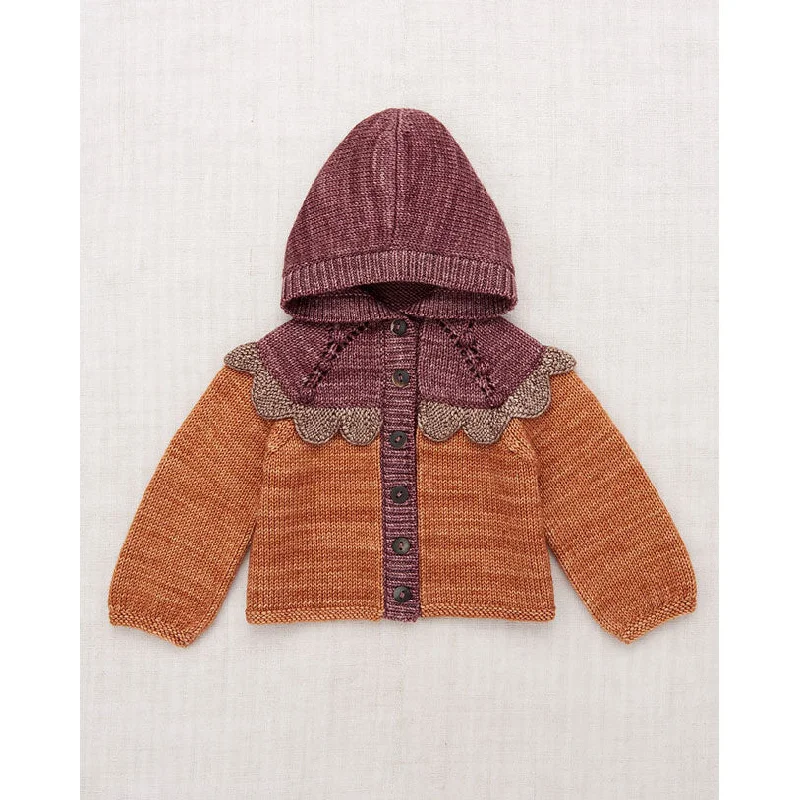 Misha and Puff Rose Gold Scallop Yoke Hooded Baby Cardigan