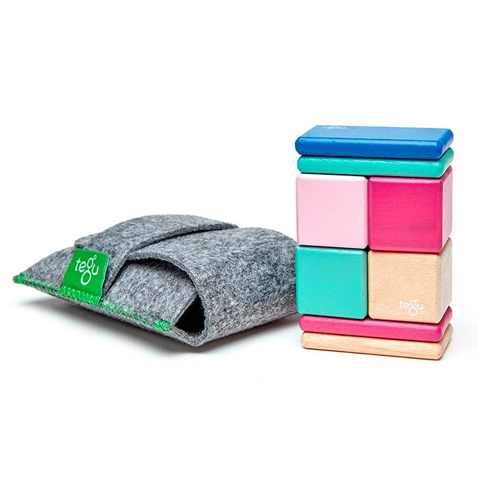 Tegu Magnetic Blocks Pocket Pouch - Blossom 8 Piece