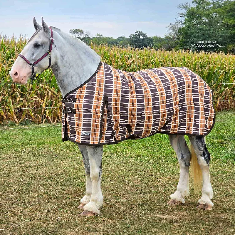 Jeffers Solaris 1200D Draft Horse Turnout Blanket, 240g, Brown & Cream Plaid