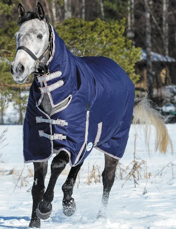 WeatherBeeta ComFITec Essential Combo Neck, Heavy Weight, Turnout Blanket, Navy/Silver/Red