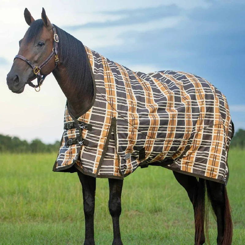 Jeffers Solaris Extended Neck Horse Turnout Blanket, 1200 Denier, Brown & Cream Plaid