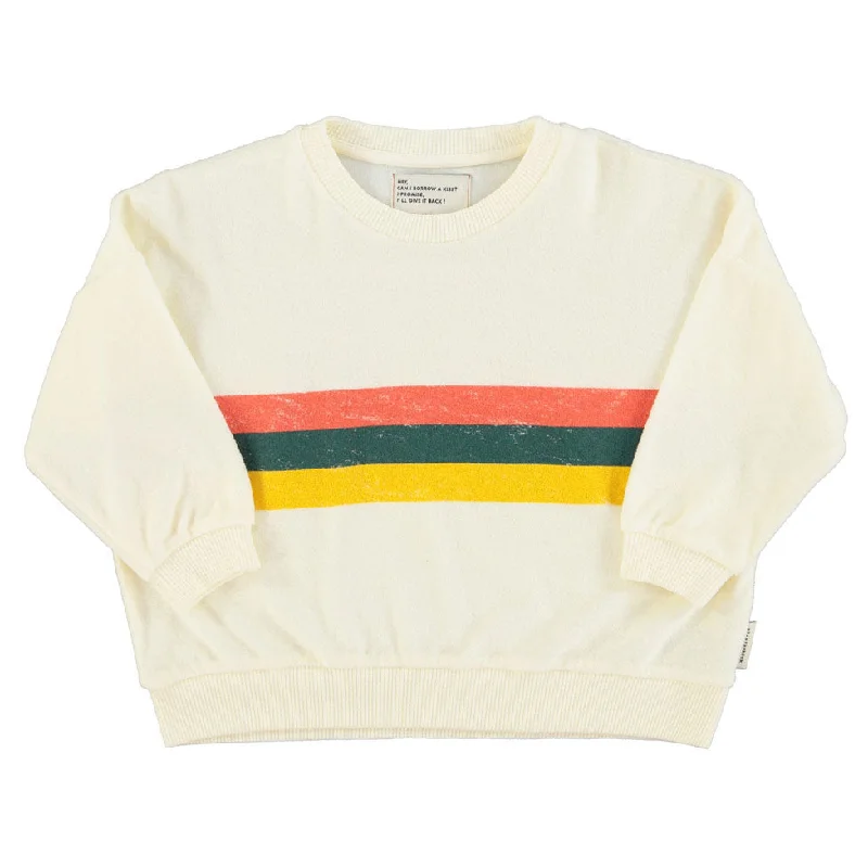 Piupiuchick Ecru Multicolor Stripes Print Sweatshirt