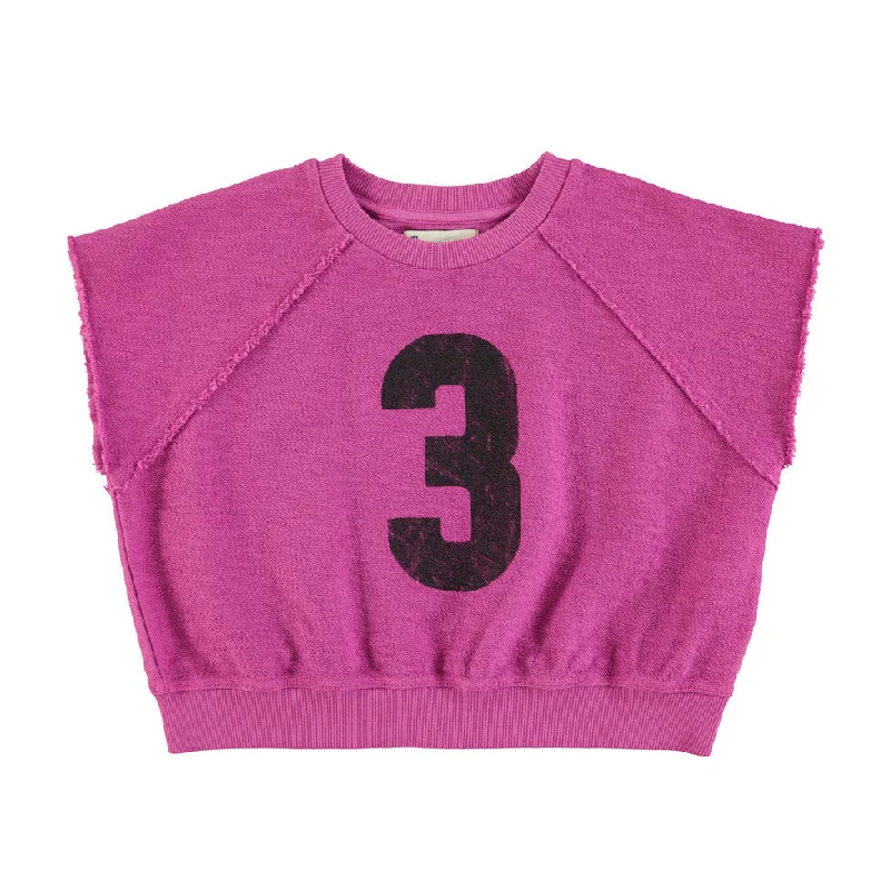 Piupiuchick Fuchsia 3 Print Sleeveless Sweatshirt