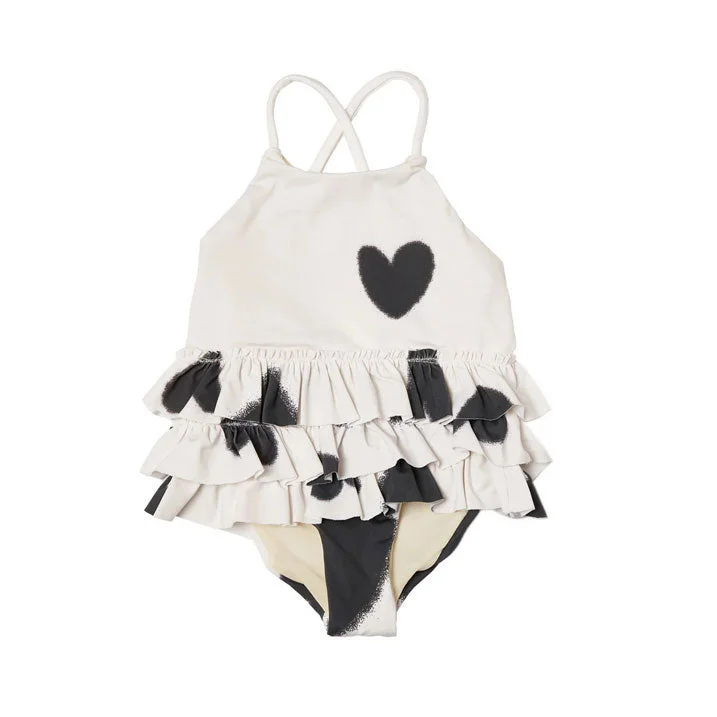 Little Creative Factory Cream/Black Love Baby Swimsuit