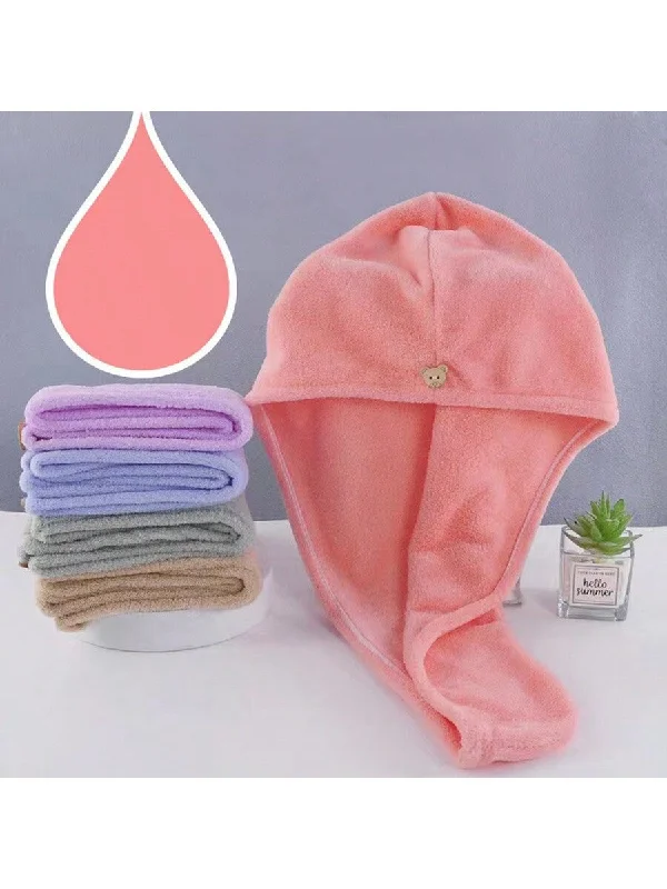 2pcs Bathroom Dry Hair Cap, Coral Velvet Dry Hair Towel, Soft And Quick Absorbent, Bathroom Disheveled Hair Towel