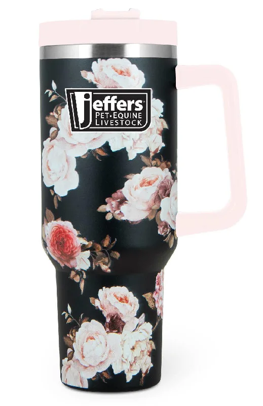 Jeffers Expression 40 oz Stainless Steel Lidded Tumbler w/ Handle (straw included)