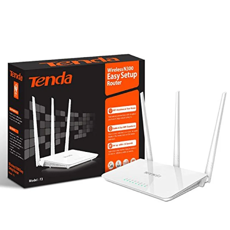 Tenda F3 N300 Wireless Router with Enhanced 5dBi Antennas