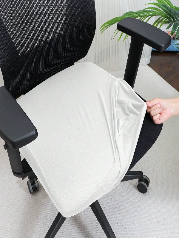 1pc Cross-Border Milky Silk High Elasticity Solid Color Office Chair Cushion Cover, Home/Hotel Dining/Leisure Chair Back Lumbar Support Cover