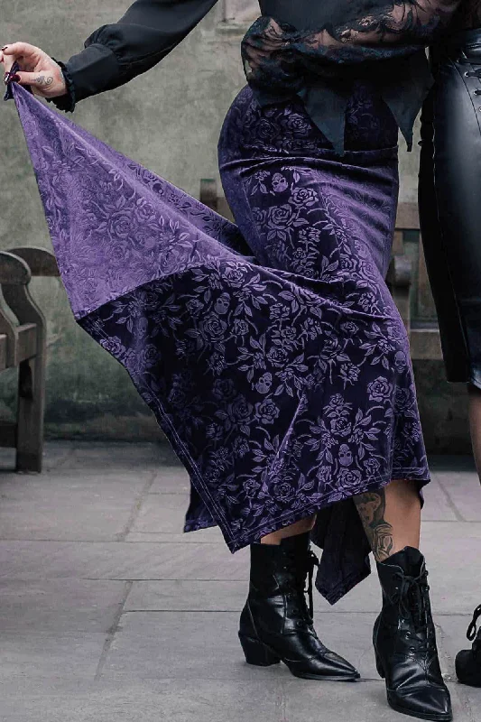 Roses Are Dead Velvet Maxi Skirt [PLUM] - Resurrect