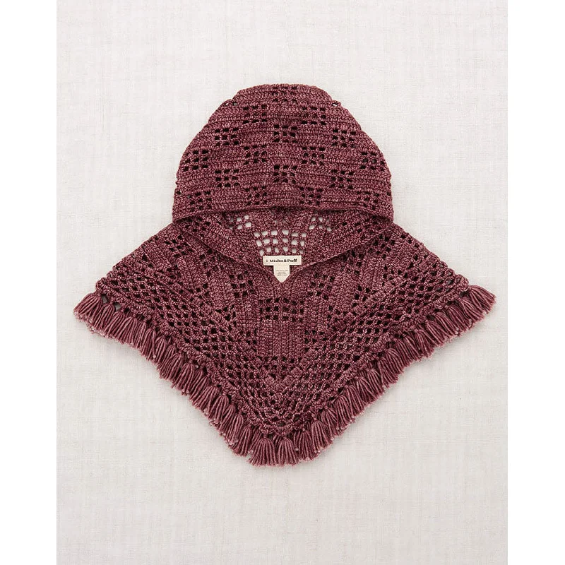 Misha and Puff Plum Lattice Crochet Hooded Capelet