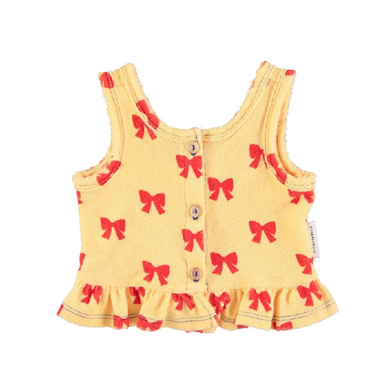 Piupiuchick Yellow W/ Red Bows Baby Top