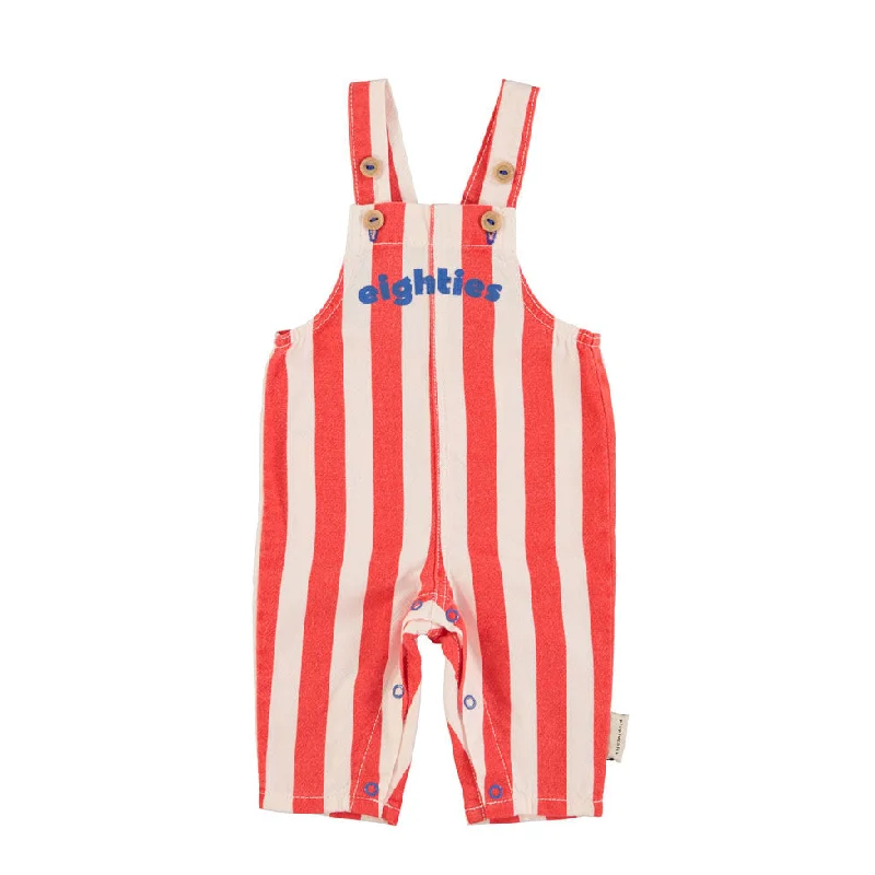 Piupiuchick Red/White Stripes Baby Dungarees