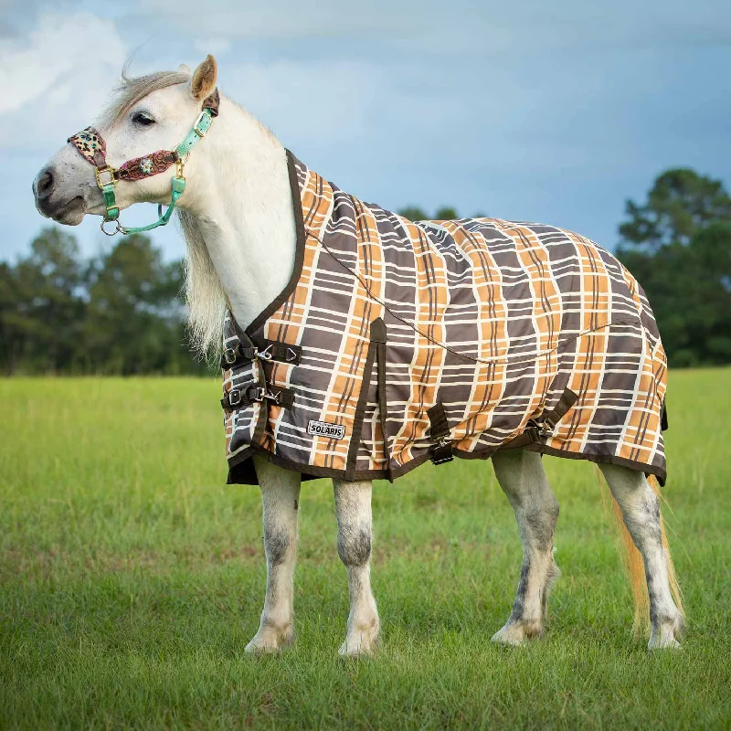 Jeffers Pony Poppins Solaris Extended Neck Horse Turnout Blanket, Brown & Cream Plaid