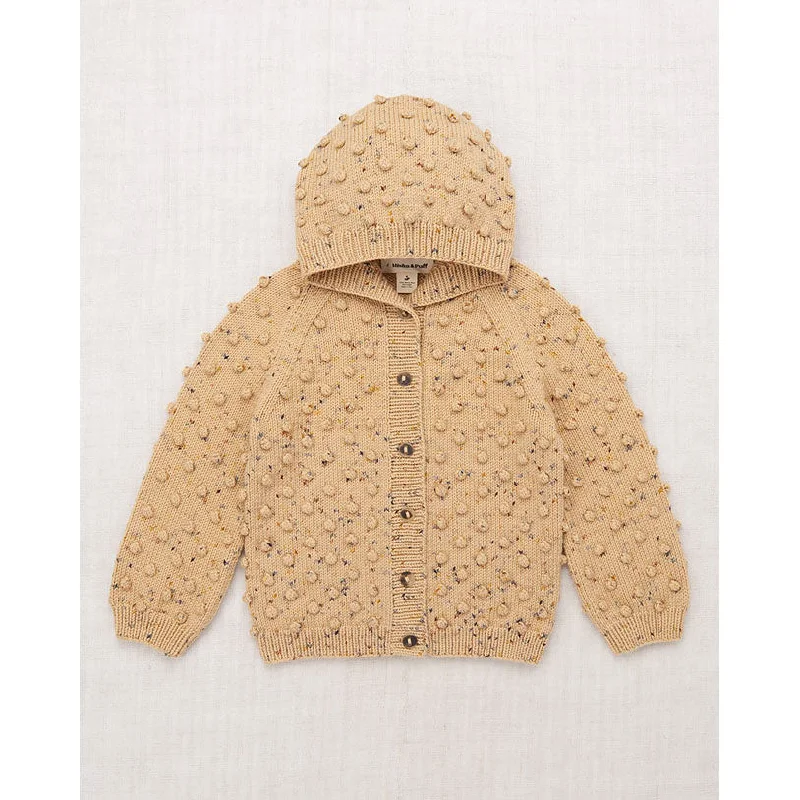 Misha and Puff Camel Confetti Hooded Popcorn Cardigan