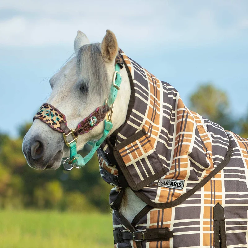 Jeffers Pony Poppins Solaris Horse Neck Rug, 1200 Denier / 240g Fill, Brown & Cream Plaid