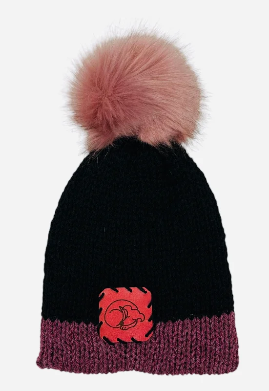 Dark Rose and Black Winter Hat