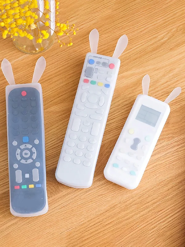 1pc Cartoon Ear Decor Remote Control Cover, Simple Clear Silicone Remote Control Cover For Household