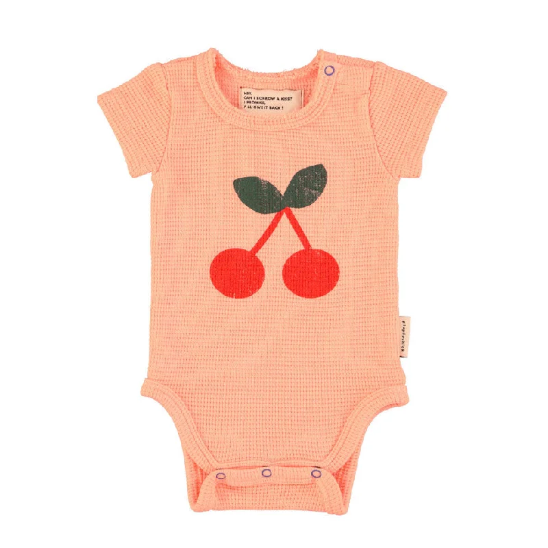 Piupiuchick Pink Cherry Print Bodysuit