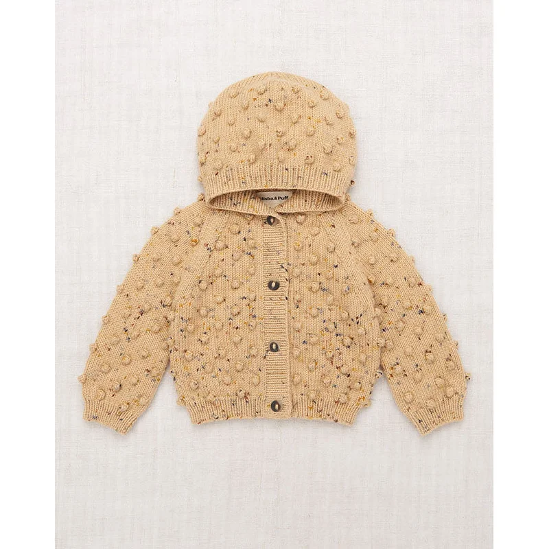 Misha and Puff Camel Confetti Hooded Popcorn Baby Cardigan