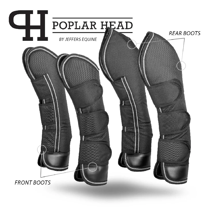 Jeffers Poplar Head Horse Shipping Boots 4-Pack w/ Carry Bag