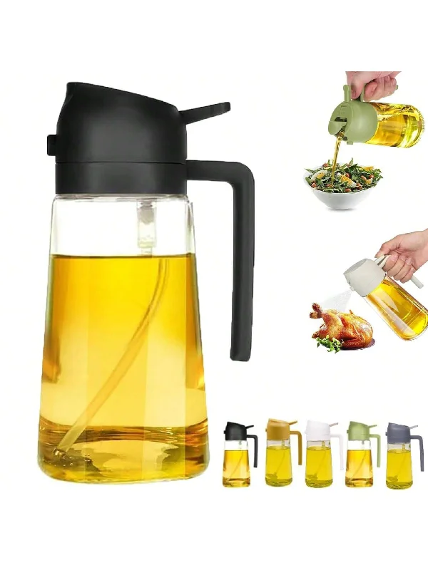 2 In 1 Oil Dispenser And Oil Sprayer, Oil Sprayer For Cooking, Cooking Oil Dispenser Sprayer, Oil Dispenser For Kitchen Spray, 2in1 Glass Olive Oil Dispenser Bottle,16.5oz Oil Dispenser Bottle For Kitchen - 470ml Olive Oil Bottle - Oil Sprayer For Cooking