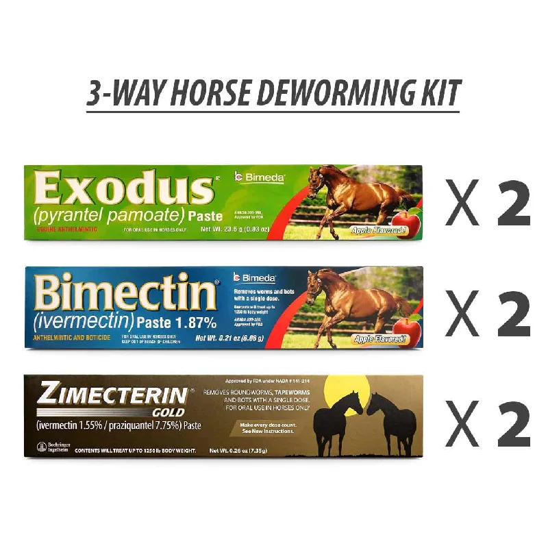 Jeffers 3-Way Horse Deworming Kit (6 Tubes Included)