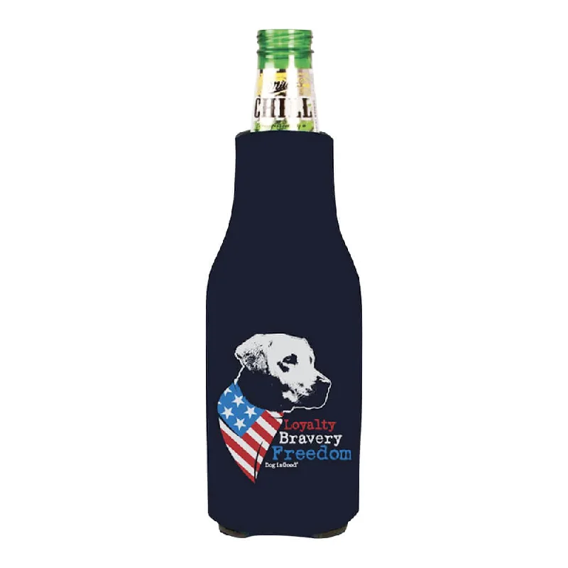 Dog is Good Bottle Koozie, Freedom Dog, Navy