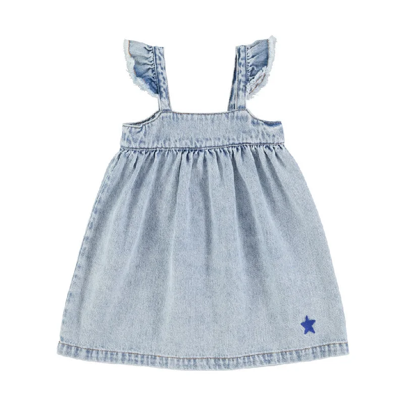 Piupiuchick Washed Blue Denim Short Dress