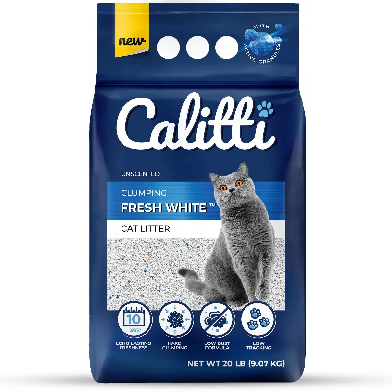 Calitti Fresh White Cat Litter, Unscented, 20 lbs