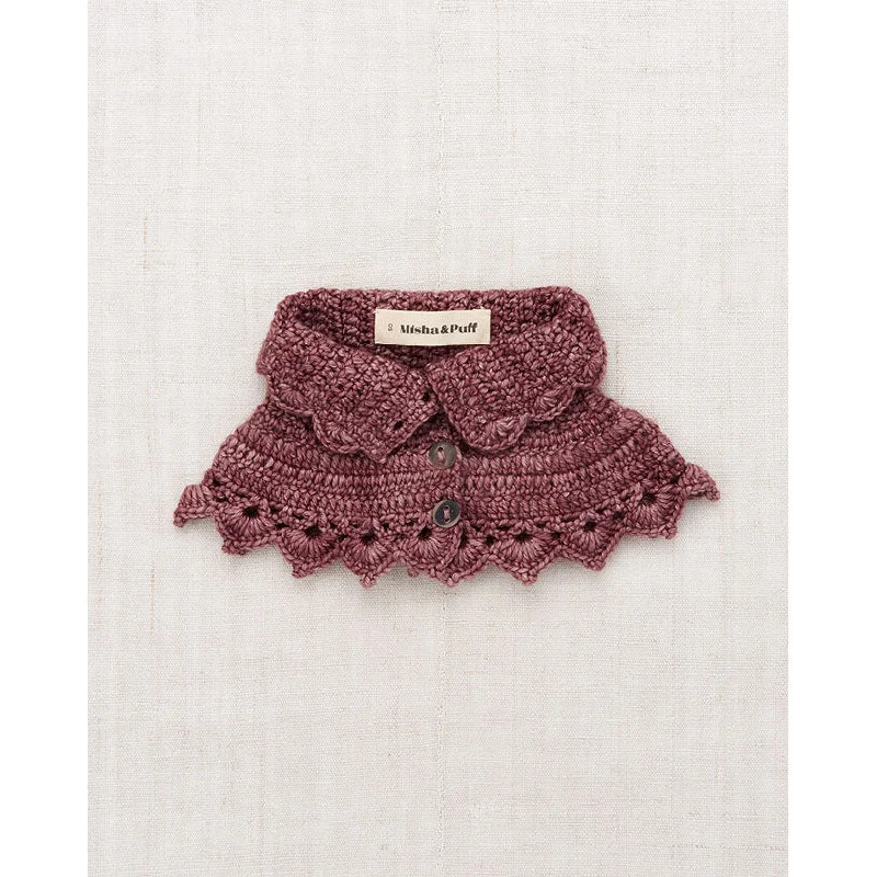 Misha and Puff Plum Crochet Button Collar