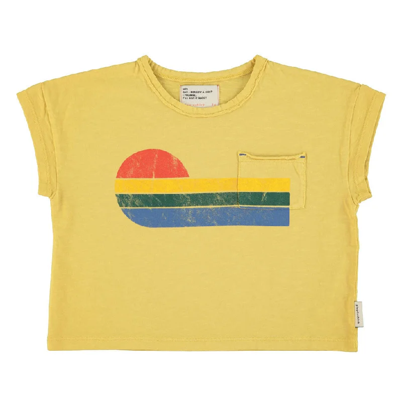 Piupiuchick Yellow Multicolor Wave Print Tee