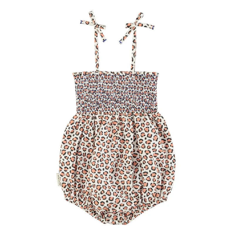 Piupiuchick Ecru Animal Print Romper