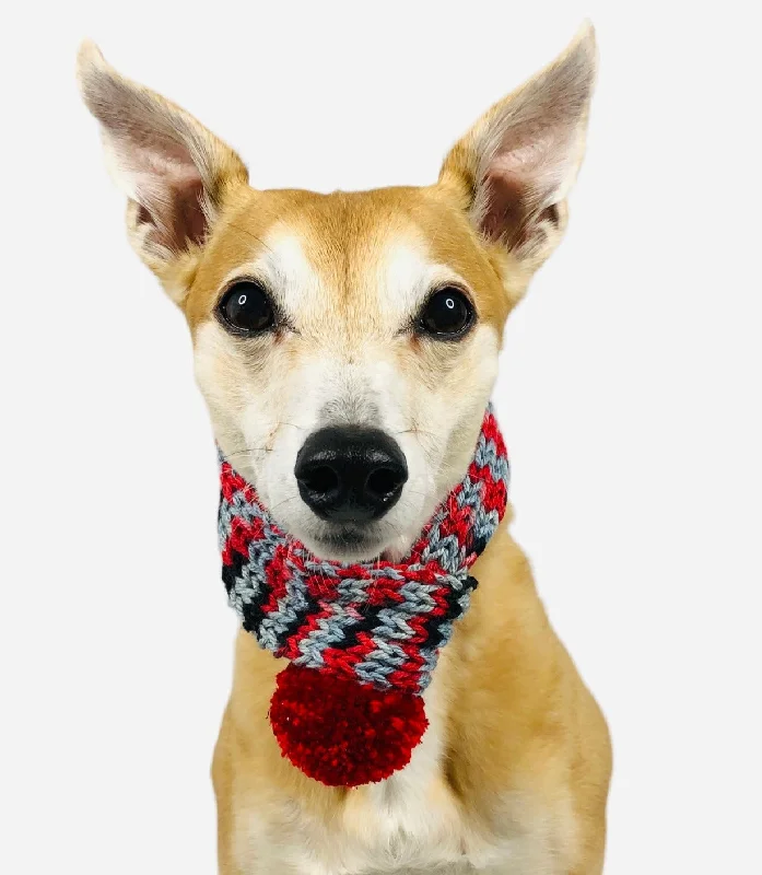 Red Camo Pompom Scarf