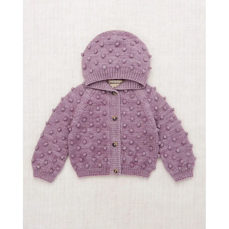 Misha and Puff Periwinkle Hooded Popcorn Baby Cardigan