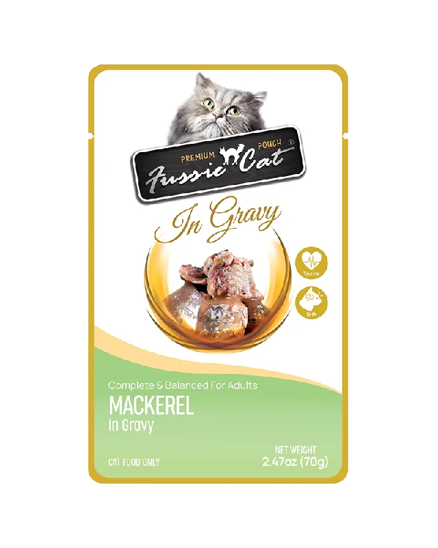 Fussie Cat Pouch Mackerel in Gravy Wet Cat Food 2.47oz