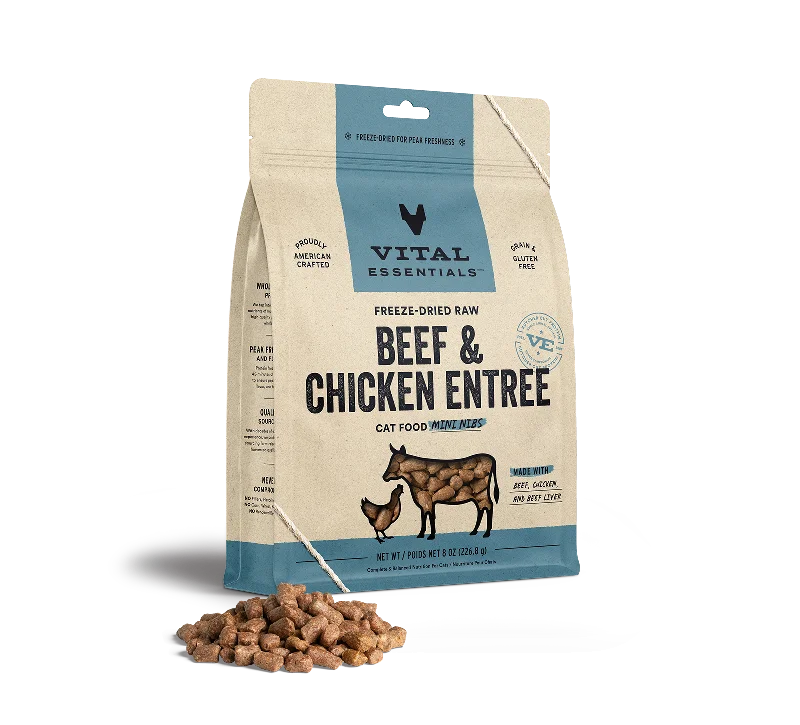 Vital Essentials Cat Freeze Dried Mini Nibs Beef Chicken Entree 8oz